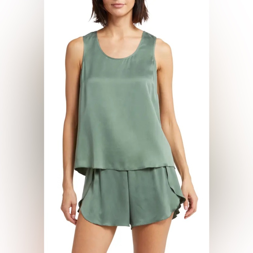 Lunya Drowsy Olive Silk Pajama Set Small